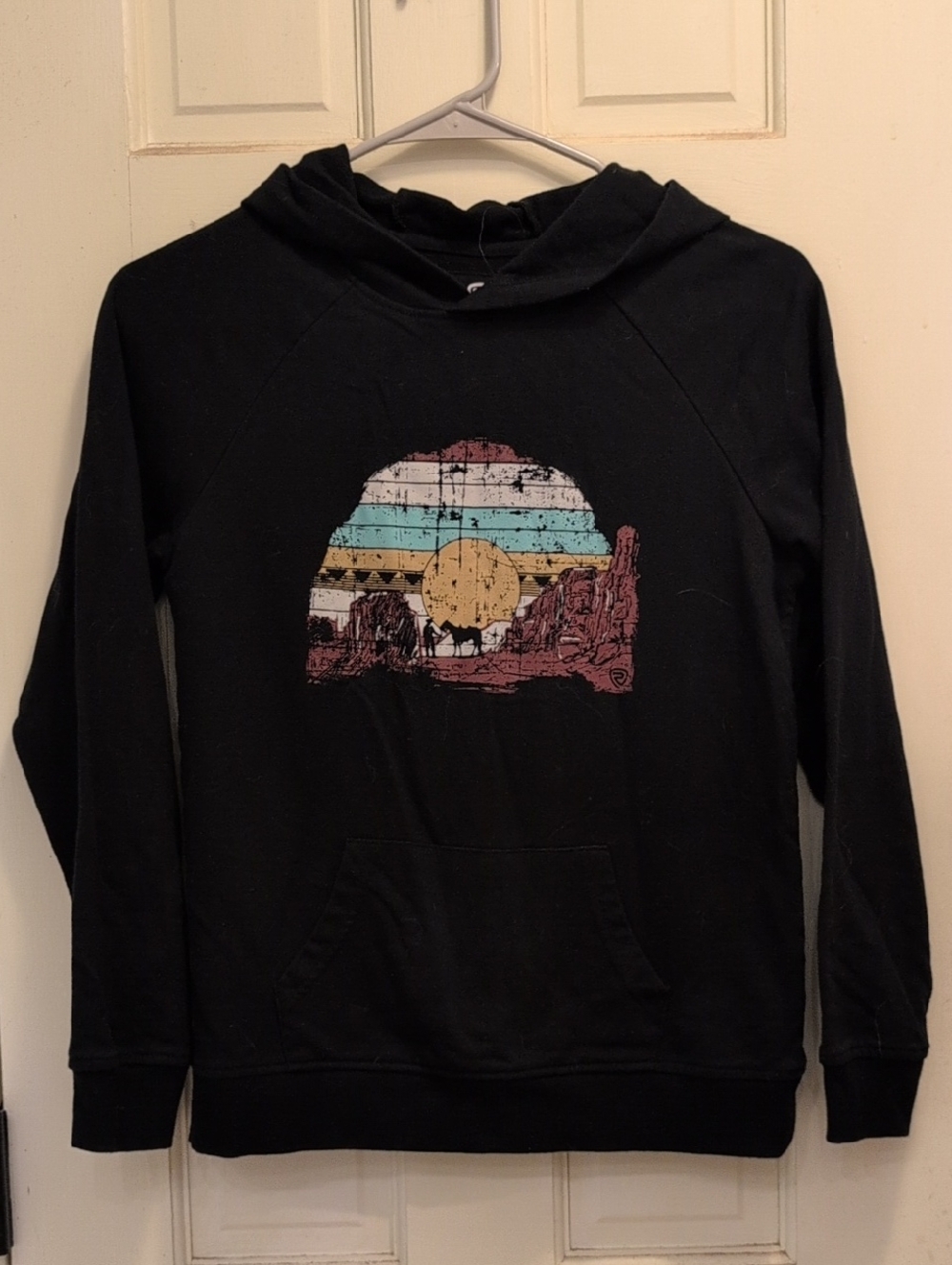 Kids Black Lightweight Hoodie with Desert Graphic